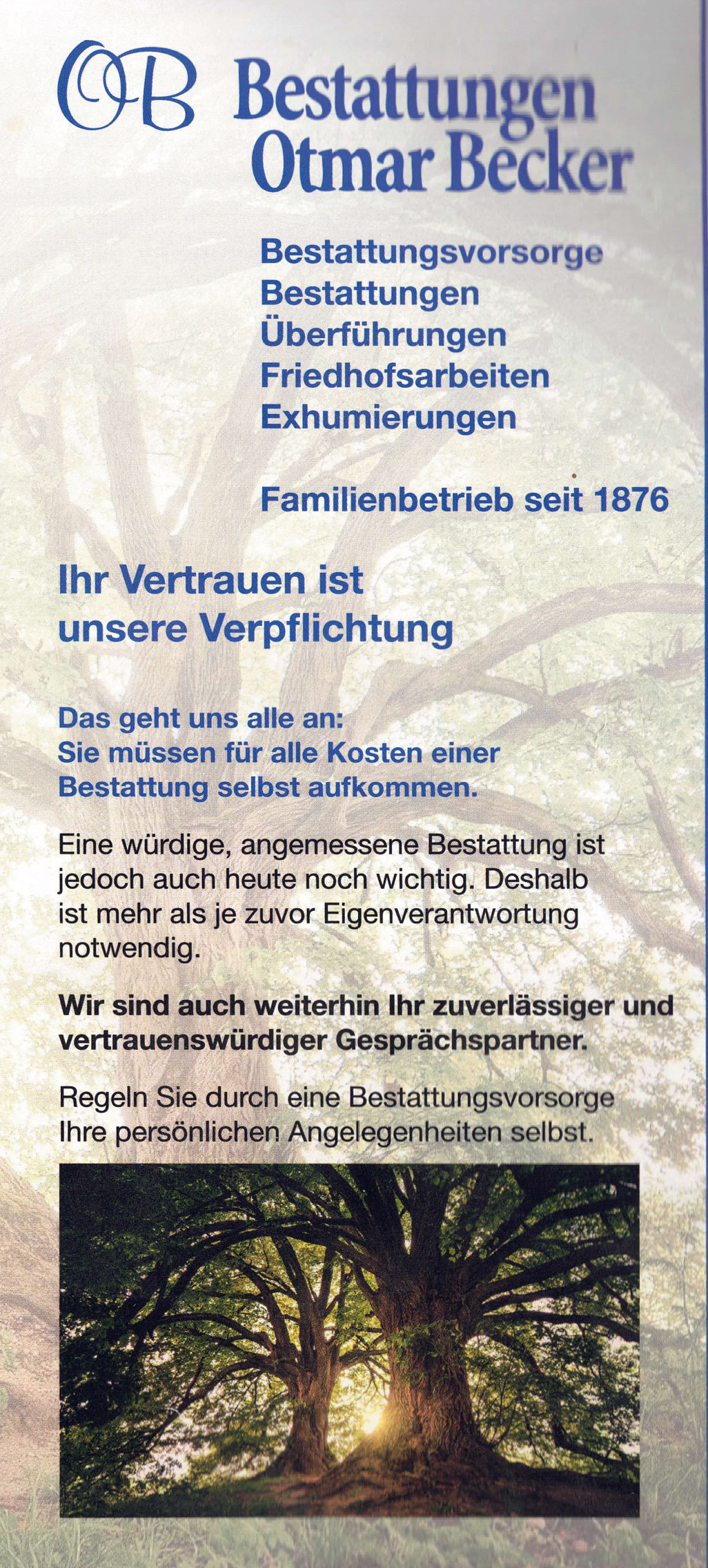 Otmar Becker Bestattungen - Leistungsangebot